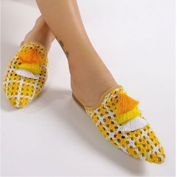 Rag N Co Mariana Woven‎ Flat Mules With Tassels New US 8 - Picture 2 of 11